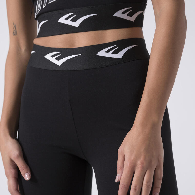 LEGGINGS ICONICI DIN JERSEY ELASTIC NEGRU BUMBAC, ELASTAN