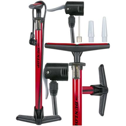 Fahrrad - Pumpe mit Mehrfachdüsen - Dunlop 12 Bar, red and black
