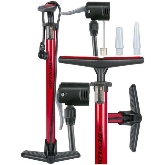 Fahrrad - Pumpe mit Mehrfachdüsen - Dunlop 12 Bar, red and black