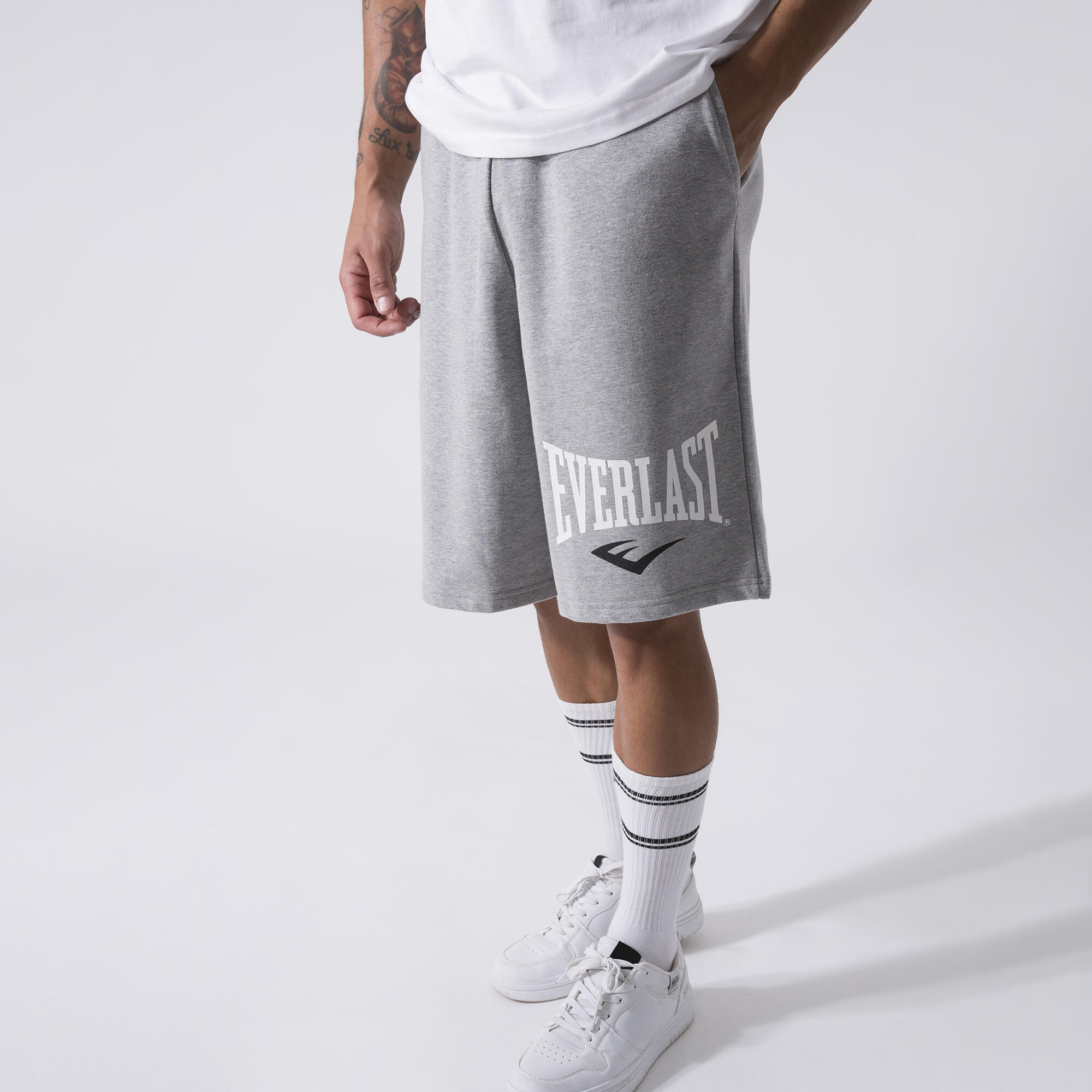 SHORTS ICÓNICOS GRIS MELANGE ALGODÓN, POLIÉSTER 6/6
