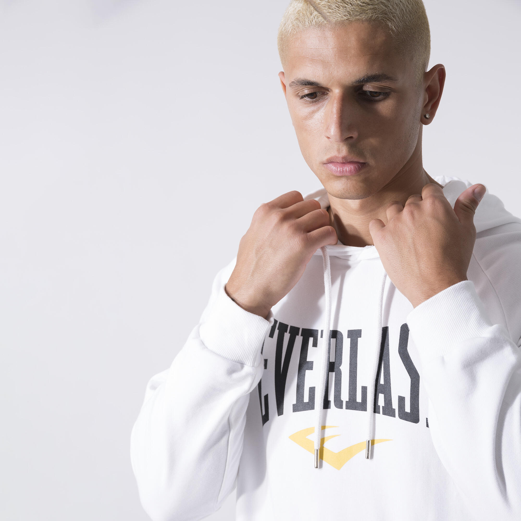 ICONIC FELPA CAPPUCCIO CON LOGO BIANCO SPORCO COTONE, POLIESTERE 5/6