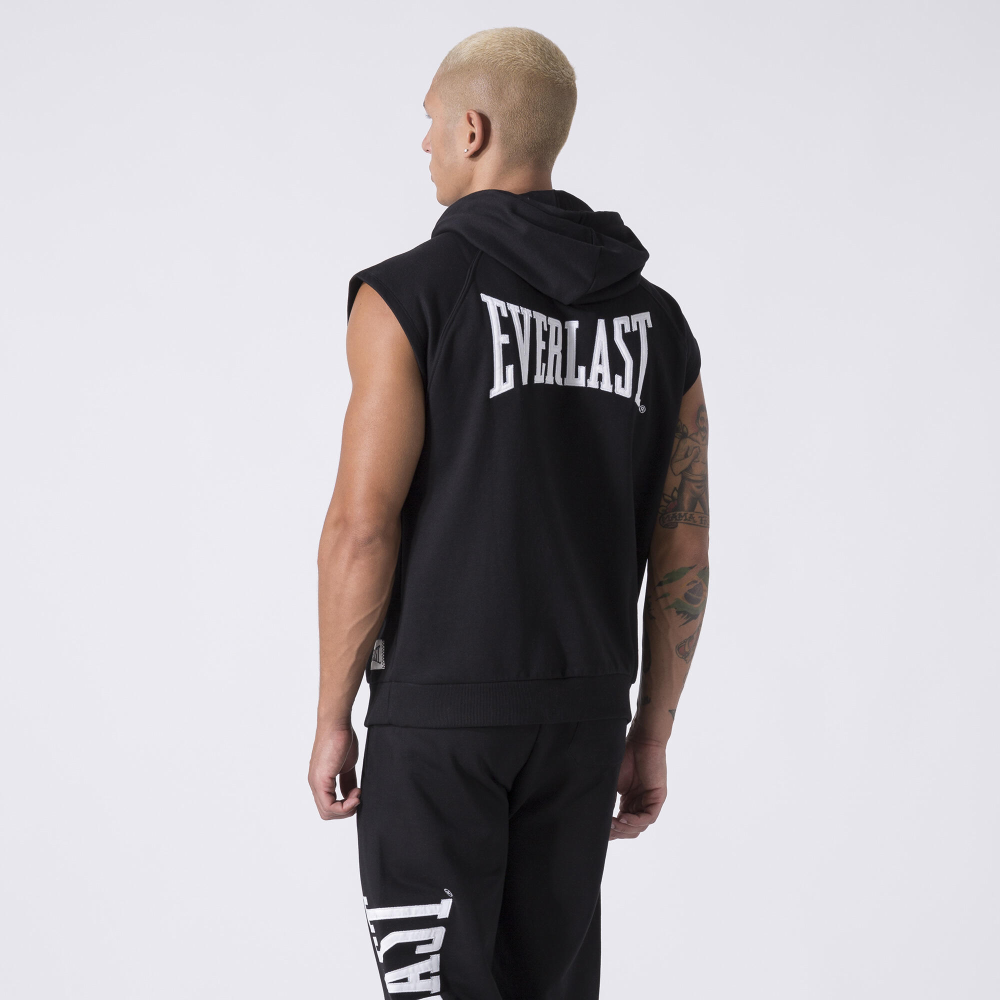 EXCLUSIVE SLEEVELESS HOODED SWEATSHIRT BLACK COTTON, POLYESTER 2/7