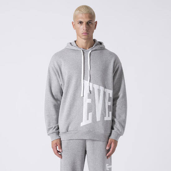 EXCLUSIF SWEAT À CAPUCHE AVEC LOGO GRIS CHINÉ COTON, POLYESTER