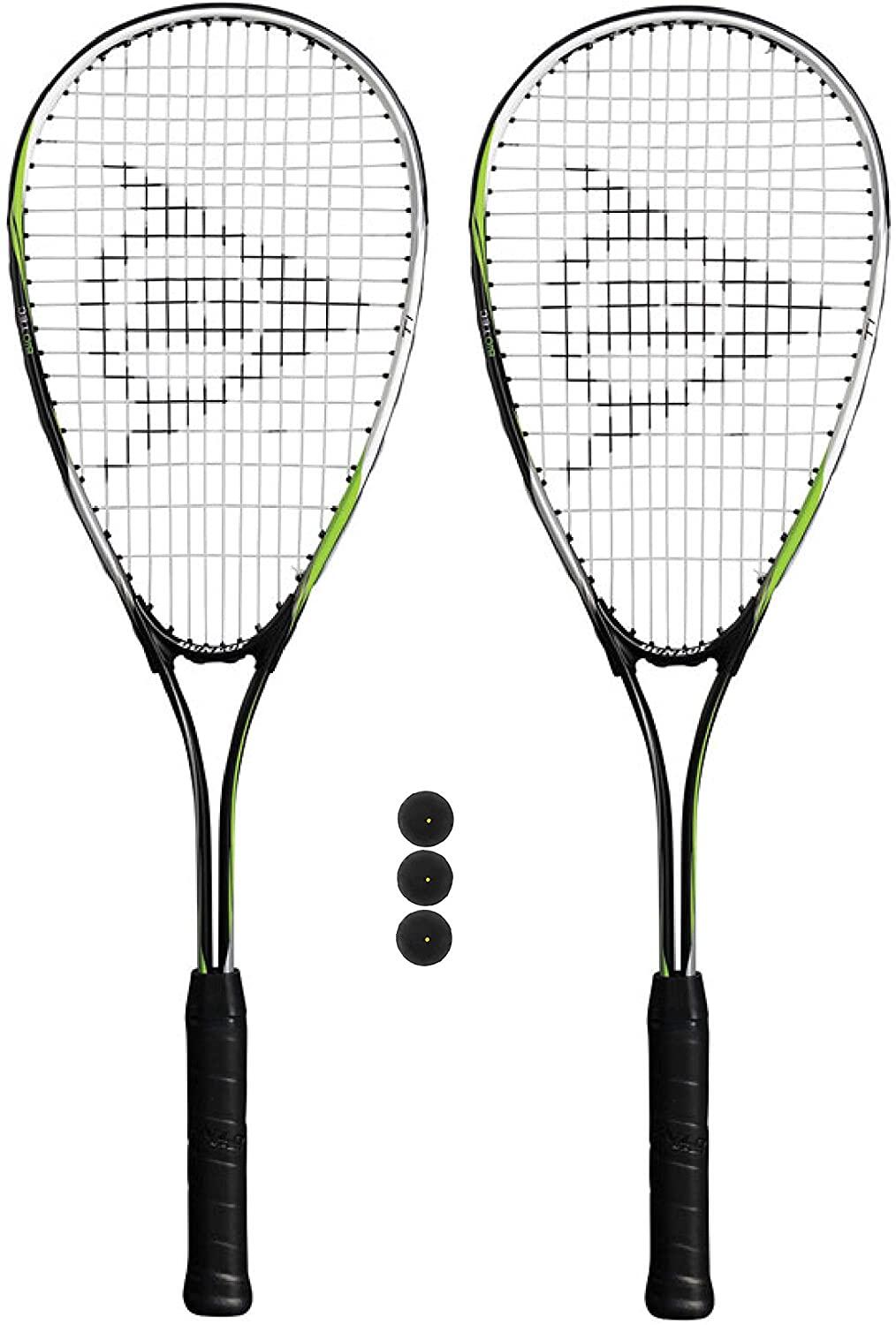 DUNLOP Dunlop Biotec Titanium Squash Racket Twin Set, inc Protective Covers & 3 Squash