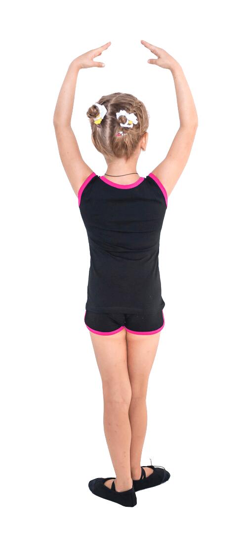 Shorts de Gimnasia para Niñas con Ribete INDIGO Talle 34 Negro-Fucsia 3/4