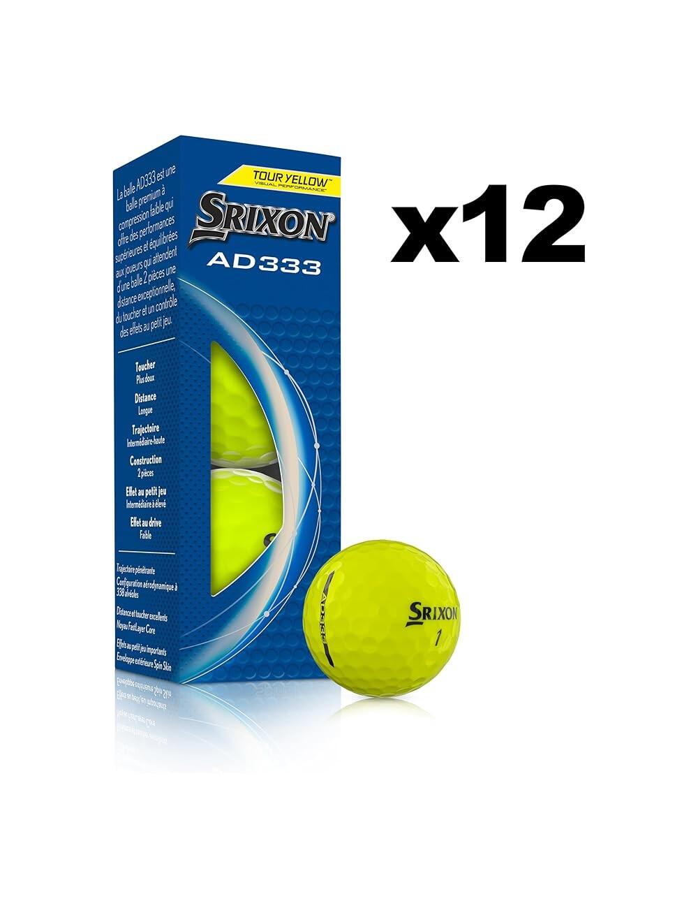 Srixon New AD333 2024 Balles de golf Jaune 2/4