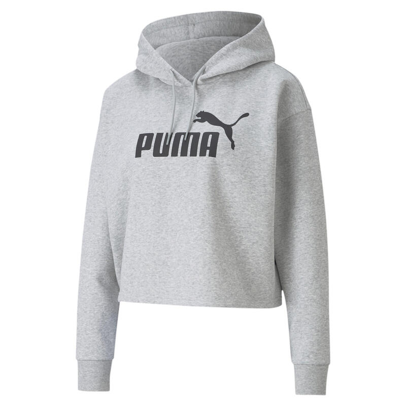 Essentials cropped hoodie met logo voor dames PUMA Light Gray Heather