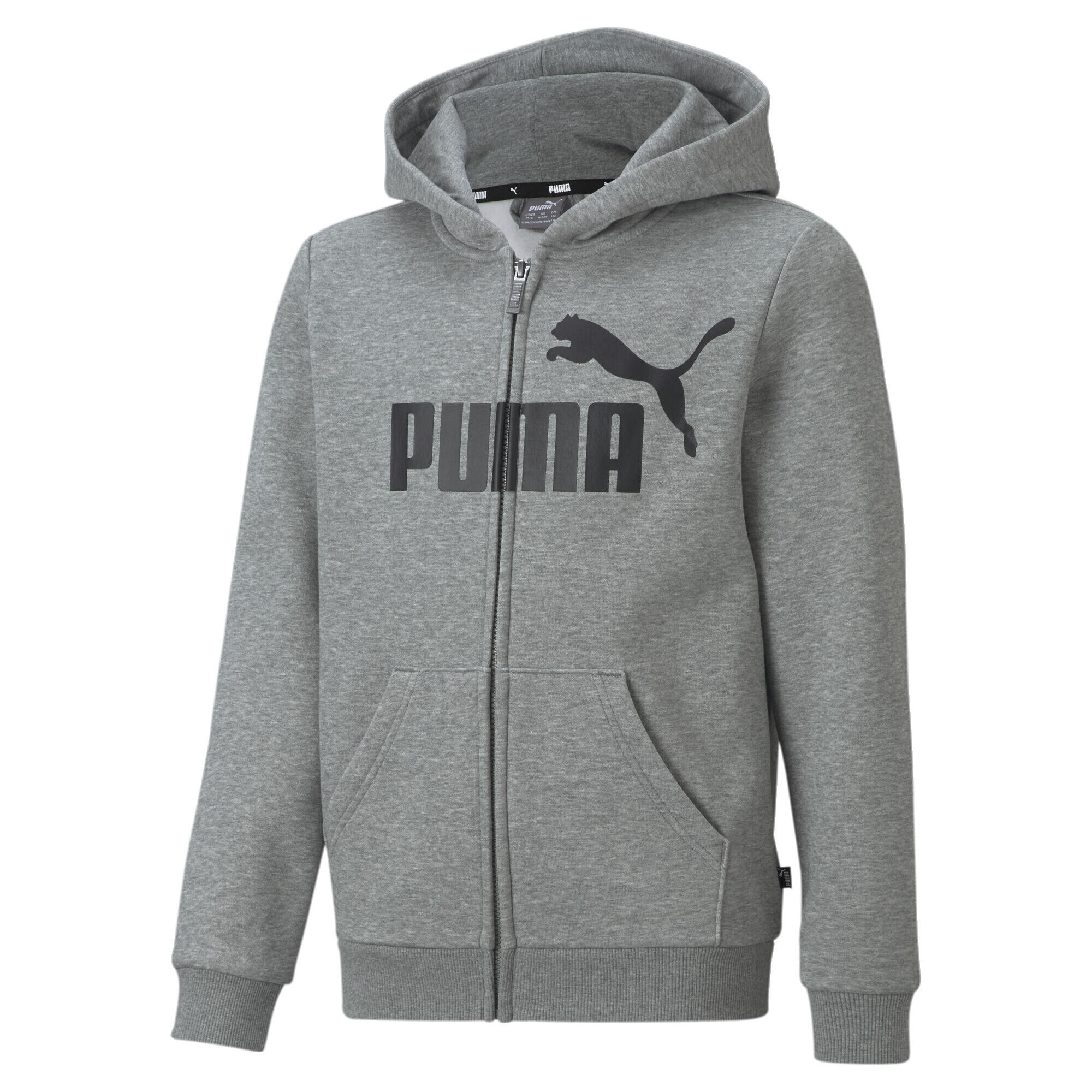 PUMA Mikina s kapucí Essentials s velkým logem pro mládež PUMA Medium Gray Heather