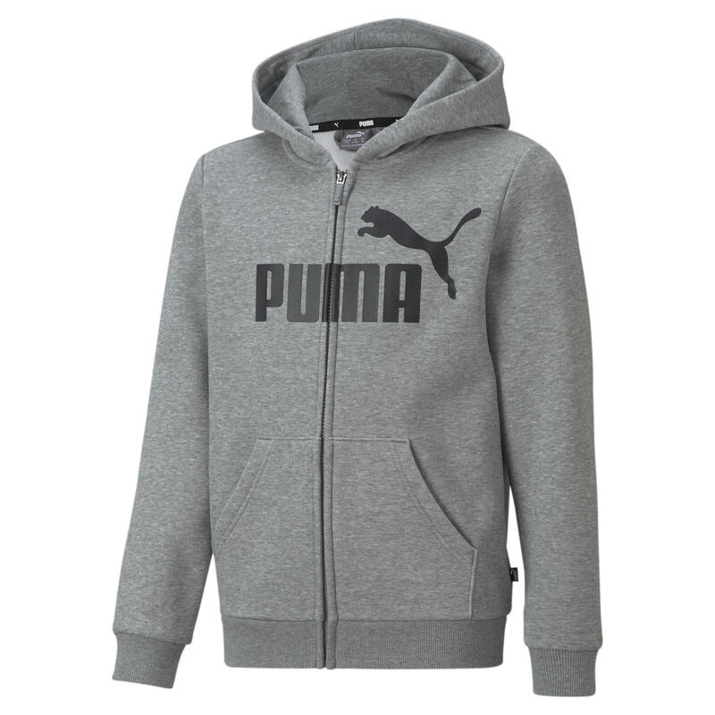 Essentials Big Logo hoodie met rits voor jongeren PUMA Medium Gray Heather