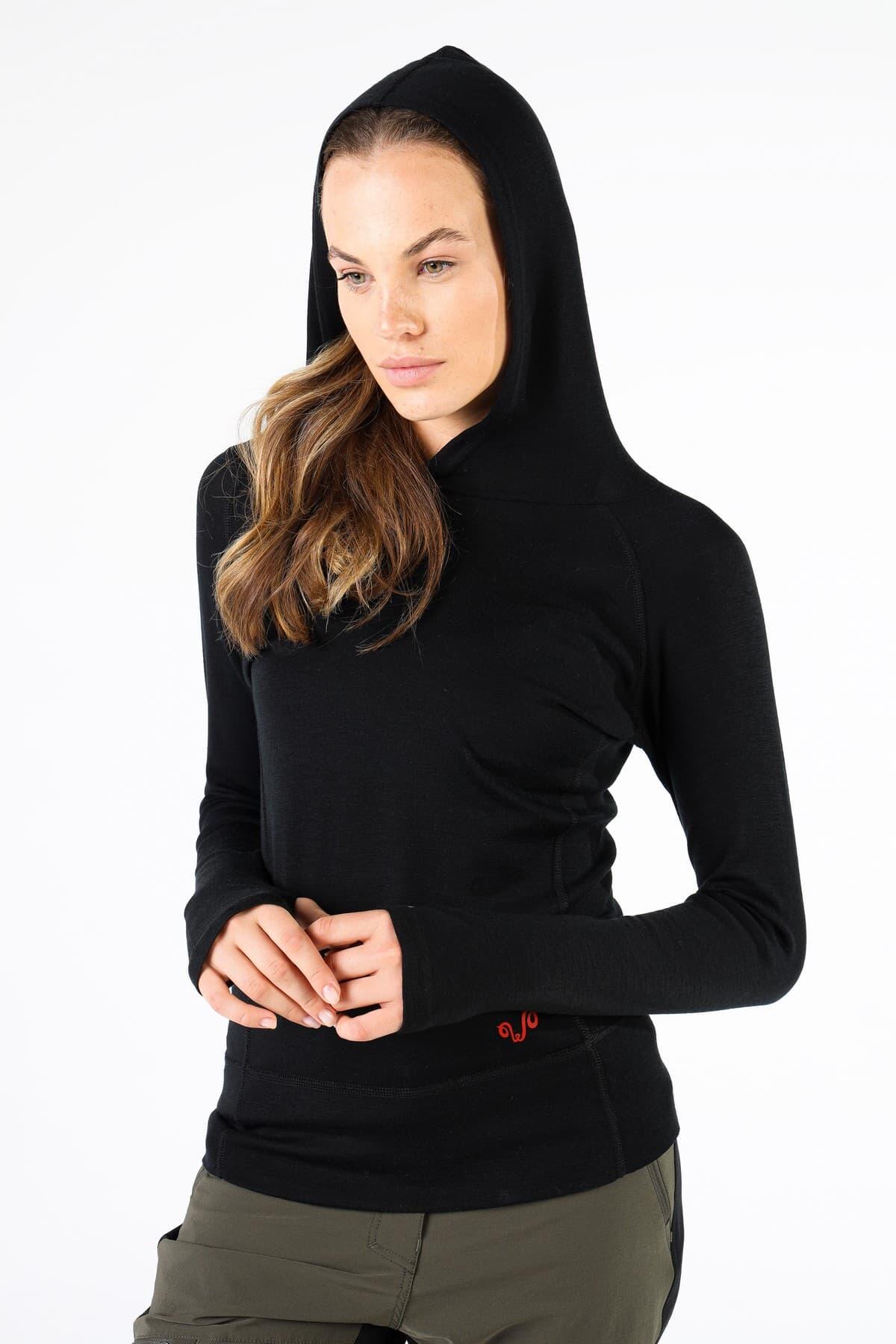 Sonatra - Koszulka z kapturem 100% wełna merino  (195 g/m²) L, Czarny 3/7