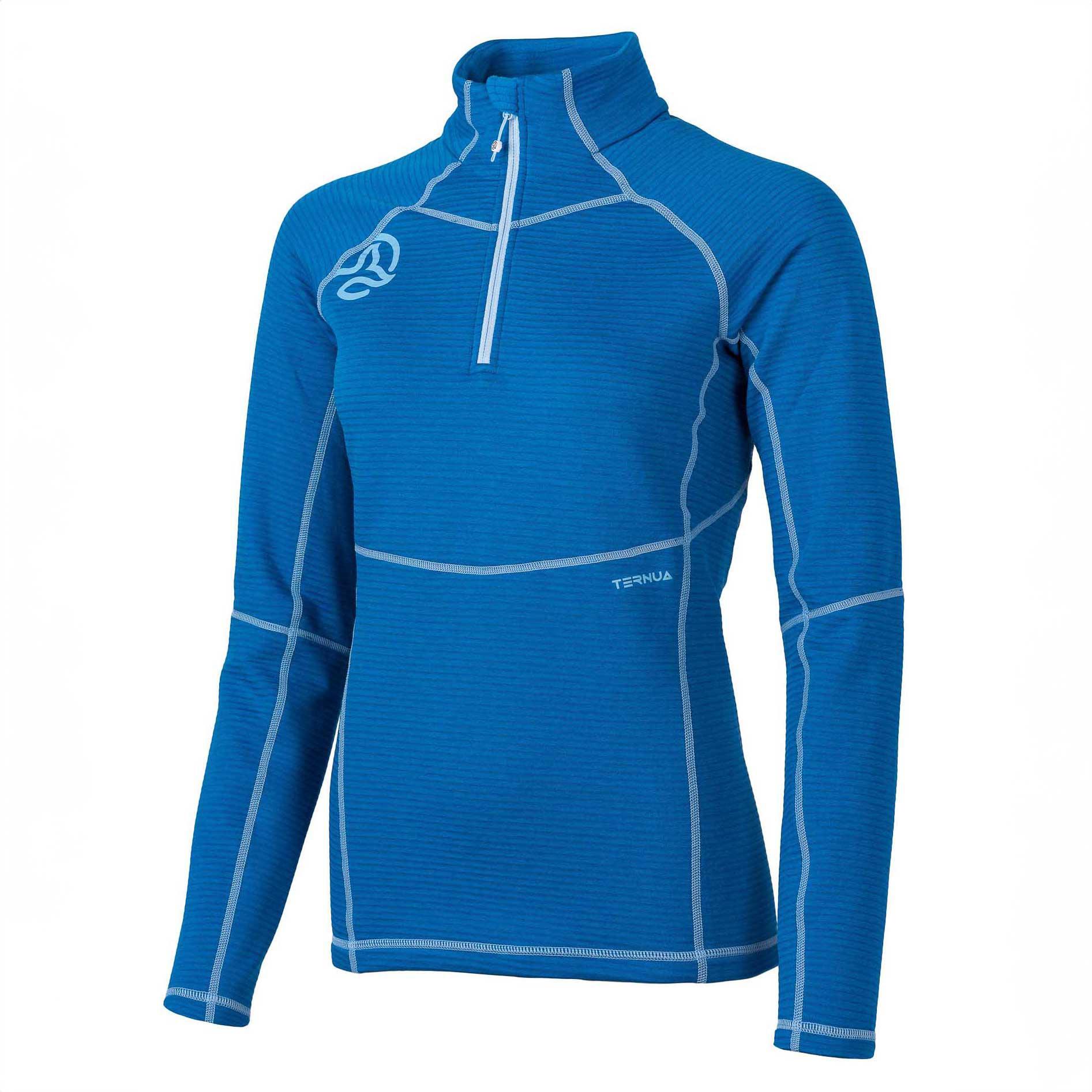 Camiseta Manga Larga Mujer Ternua Momhill 1/2 Zip W Azul Dryshell Micro-polar 1/2