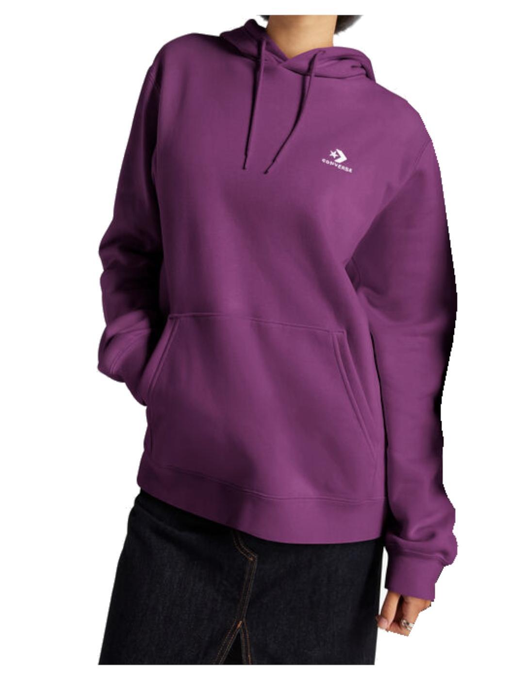Sweatshirts pull polaire pour femme Converse Go-to chevron hoodie violet 1/3