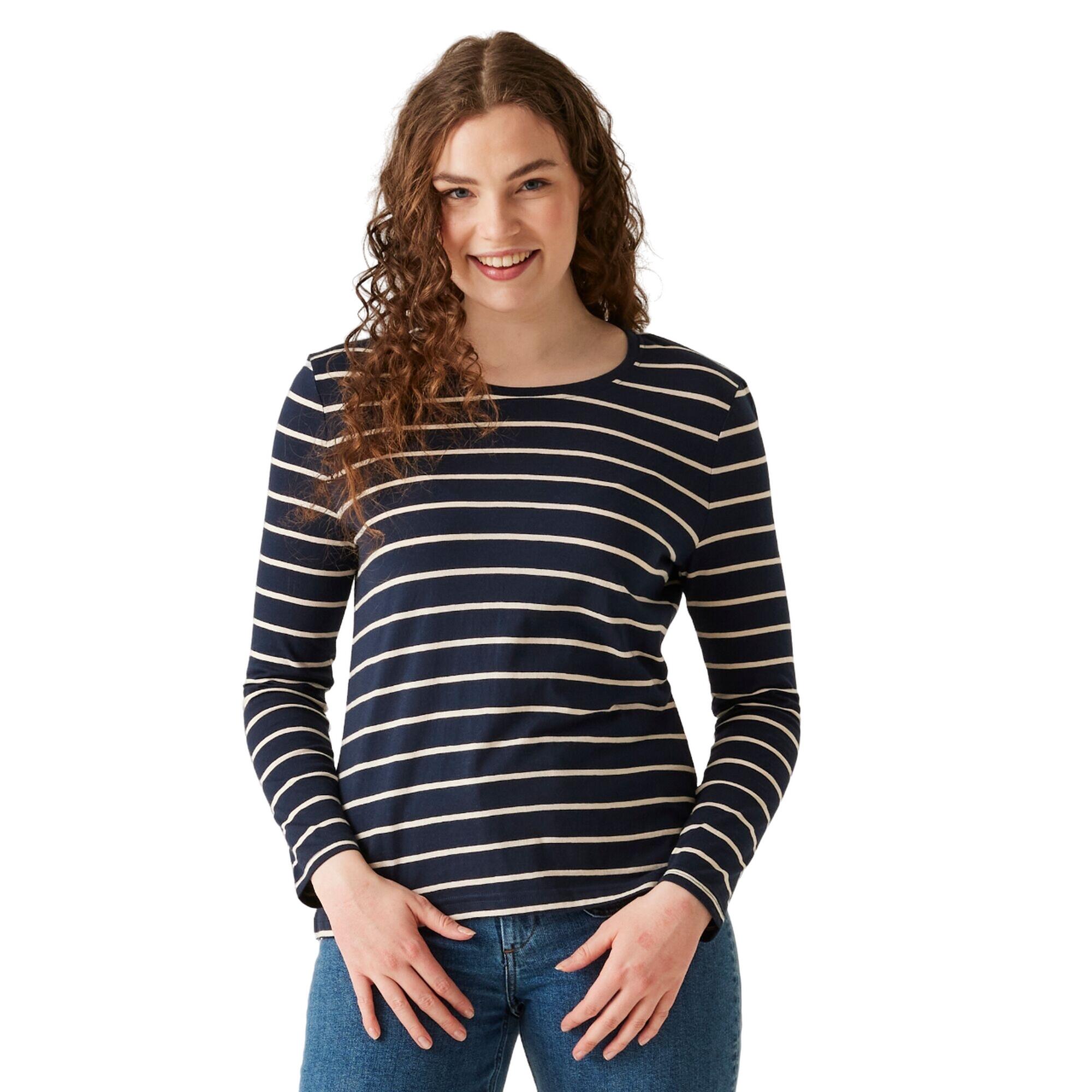 Dames Federica II Stripe Tshirt met lange mouwen (Marine / Licht Vanille) 4/5