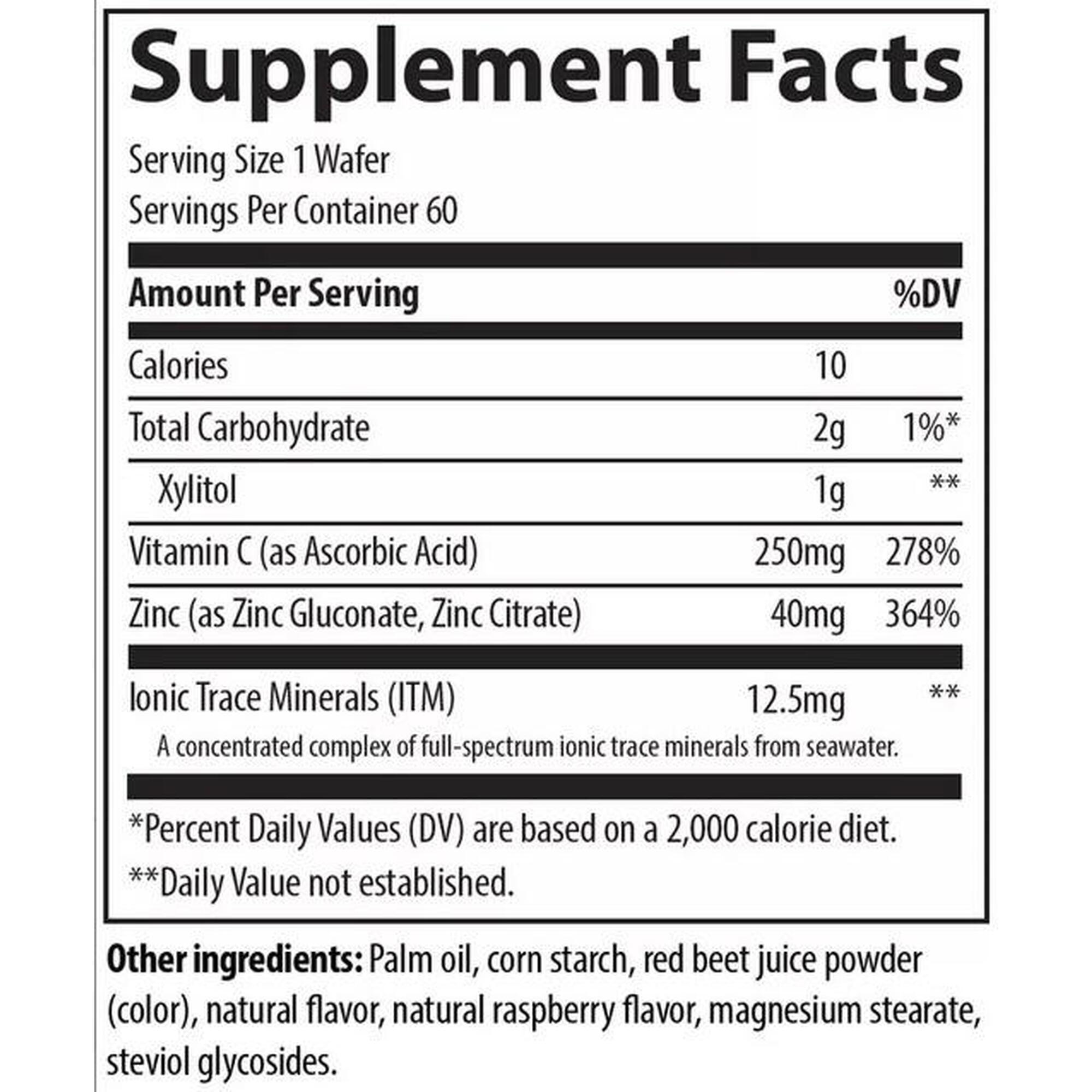 Trace Minerals Cink + C-vitamin rágótabletta Málna ízben 60db