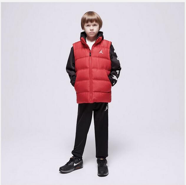 Chaqueta Acolchada Air Jordan para Niños/Niñas Rojo, Negro 5/5