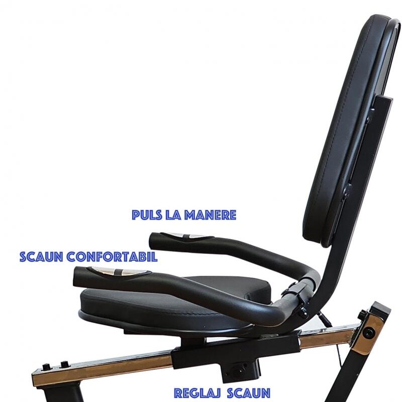 Bicicleta ergometrica orizontala FitTronic® 513 RP, display mare, electromagneti