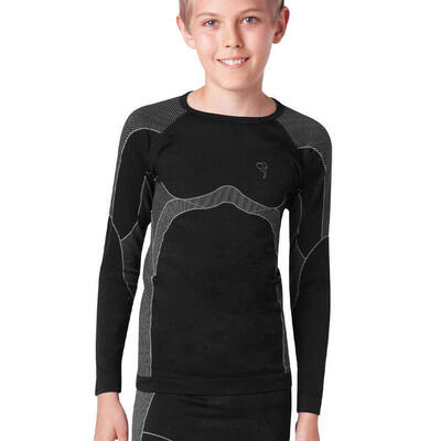 Seamless Thermounterhemd Kinder | Funktionsunterhemd | Schwarz/Grau