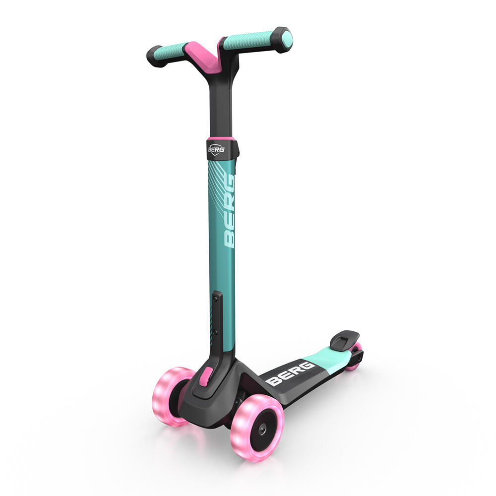 Berg Nexo Foldable Kids/Children's Ride On Push Scooter With Lights Mint 2y+