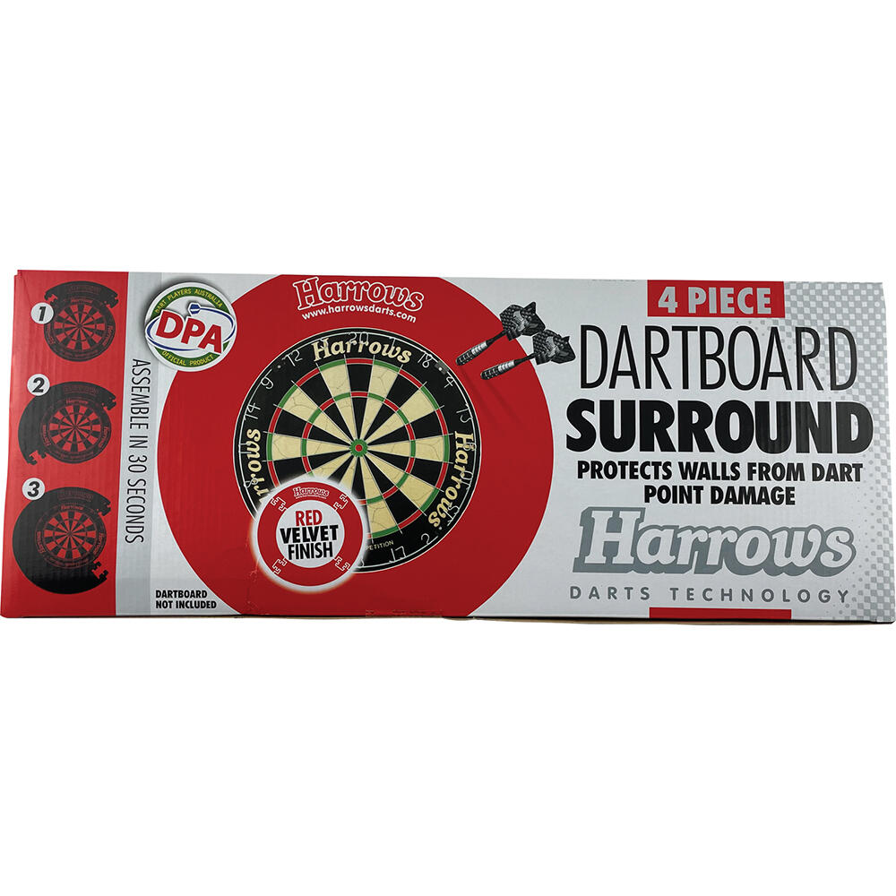 4pc Harrows Dartboard Surround Double-Sided Wall Protector Velvet Cover Red