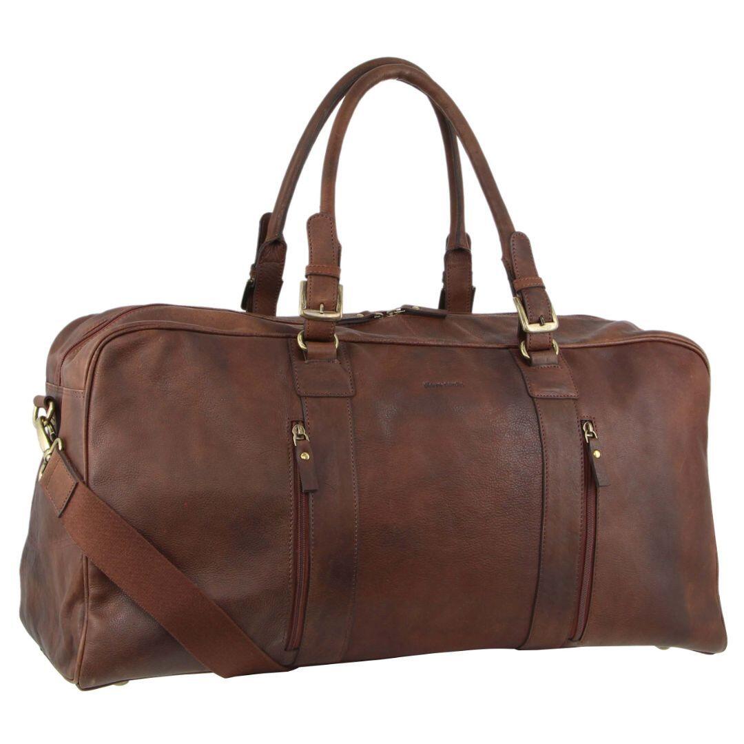 Pierre Cardin Rustic Leather Business/Overnight Bag in Chocolate