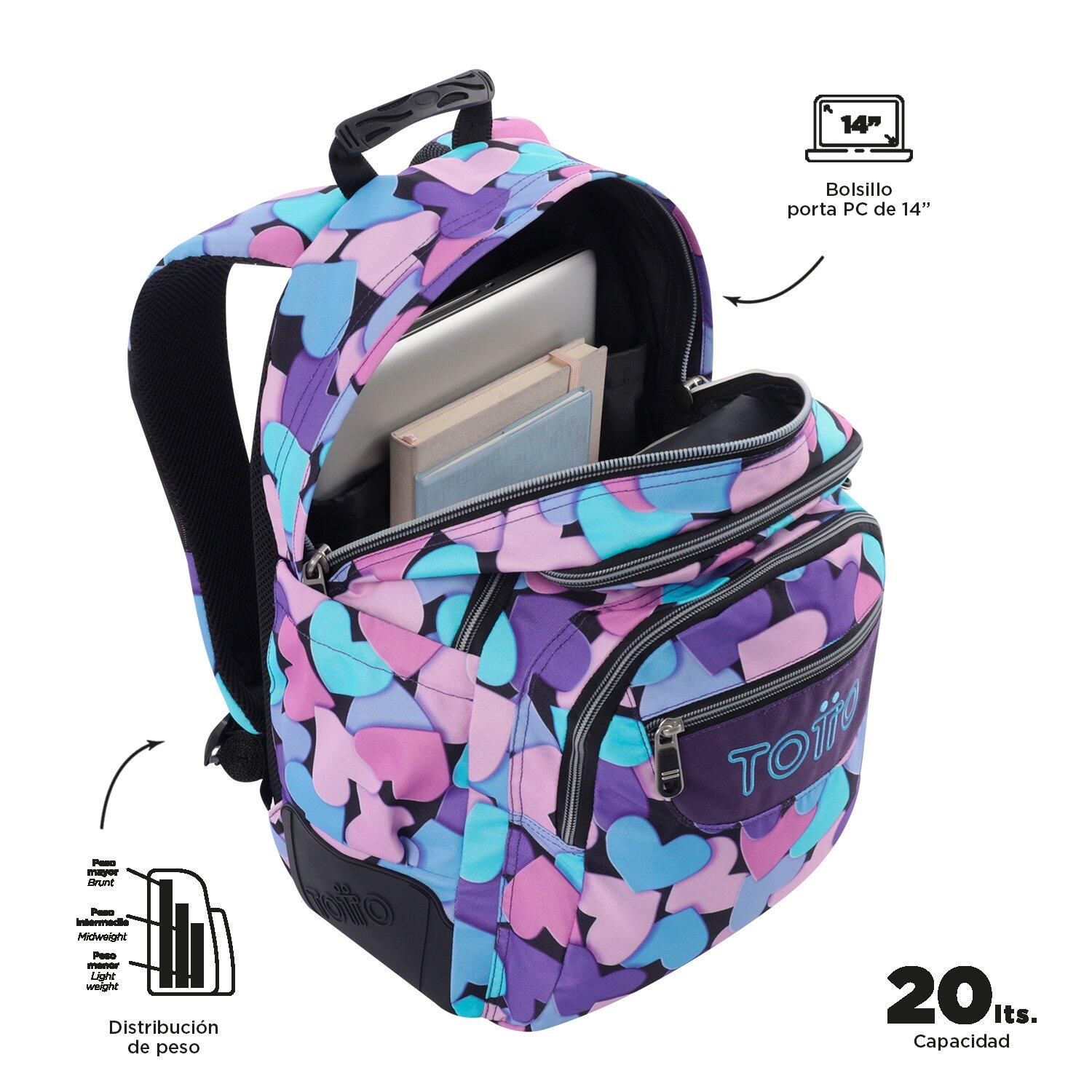 Totto Mochila escolar Rayol Dear Blue Poliéster 33 x 44 x 13.5 cm 4/5
