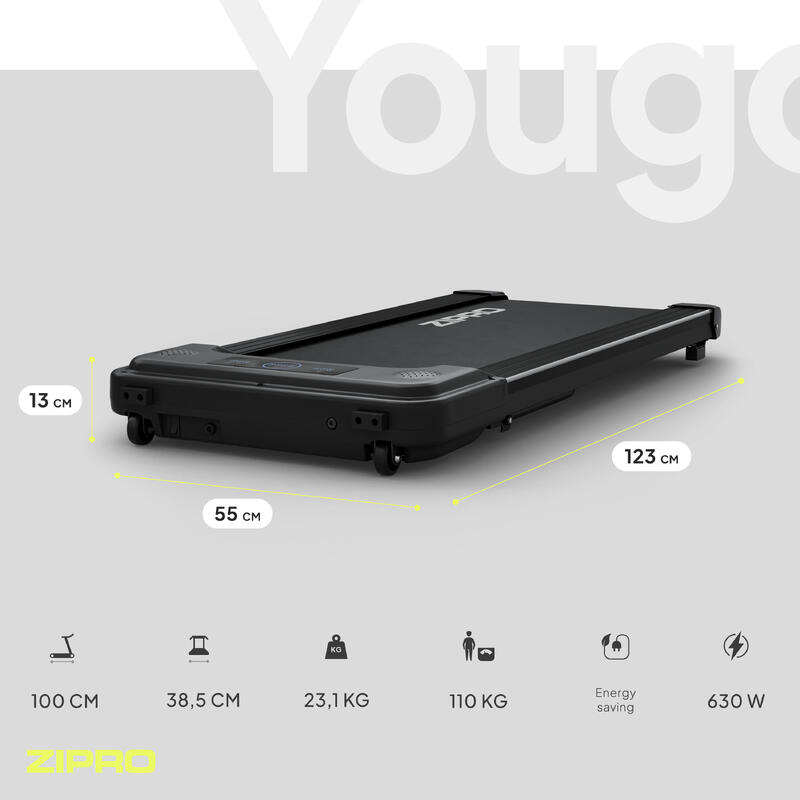 Passadeira de corrida Zipro Yougo 100×38,5 cm, 6 km/h, ecrã LED, controlo remoto