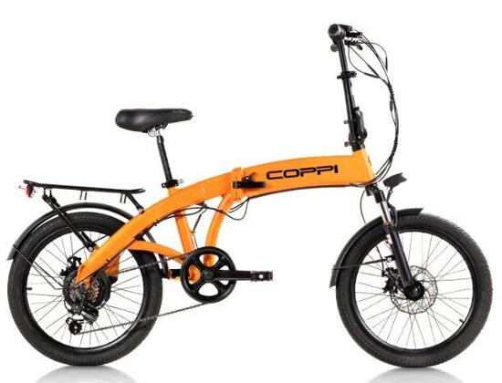Bici pieghevole elettrica da città a pedalata assistita Coppi gaeta arancione