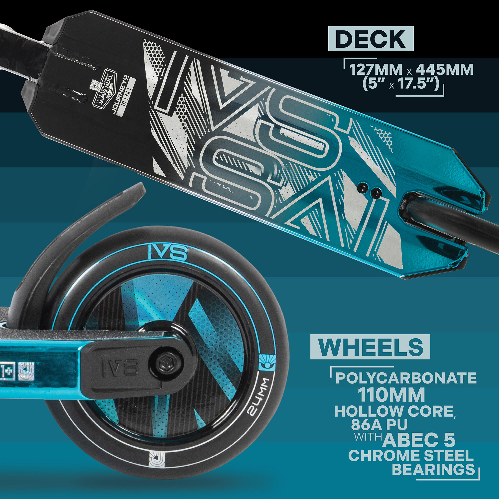 Invert Supreme  Scooter Journey 1 Trottinette Mini Tri Electro Teal/Silver/Black 3/7