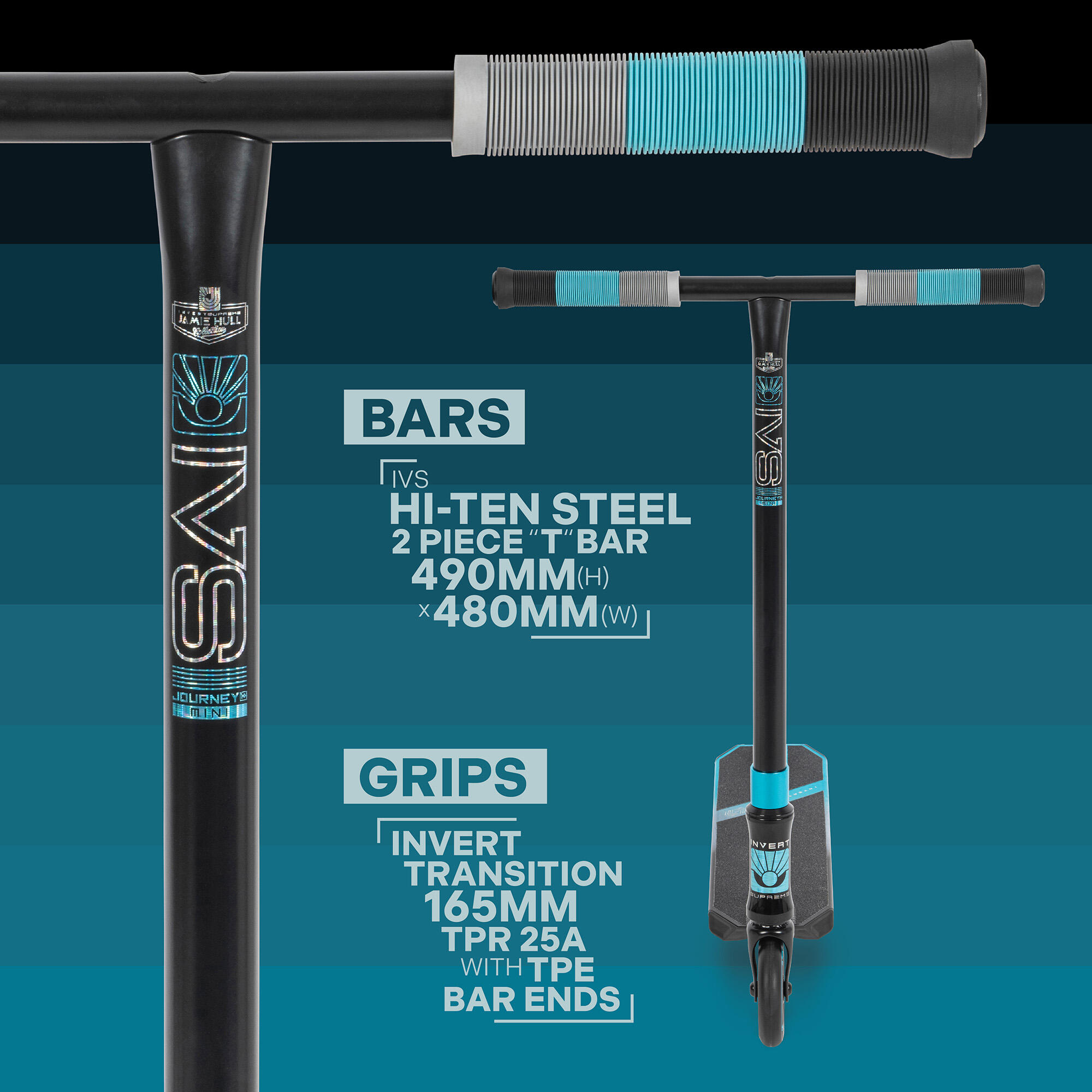 Invert Supreme  Scooter Journey 1 Trottinette Mini Tri Electro Teal/Silver/Black 6/7