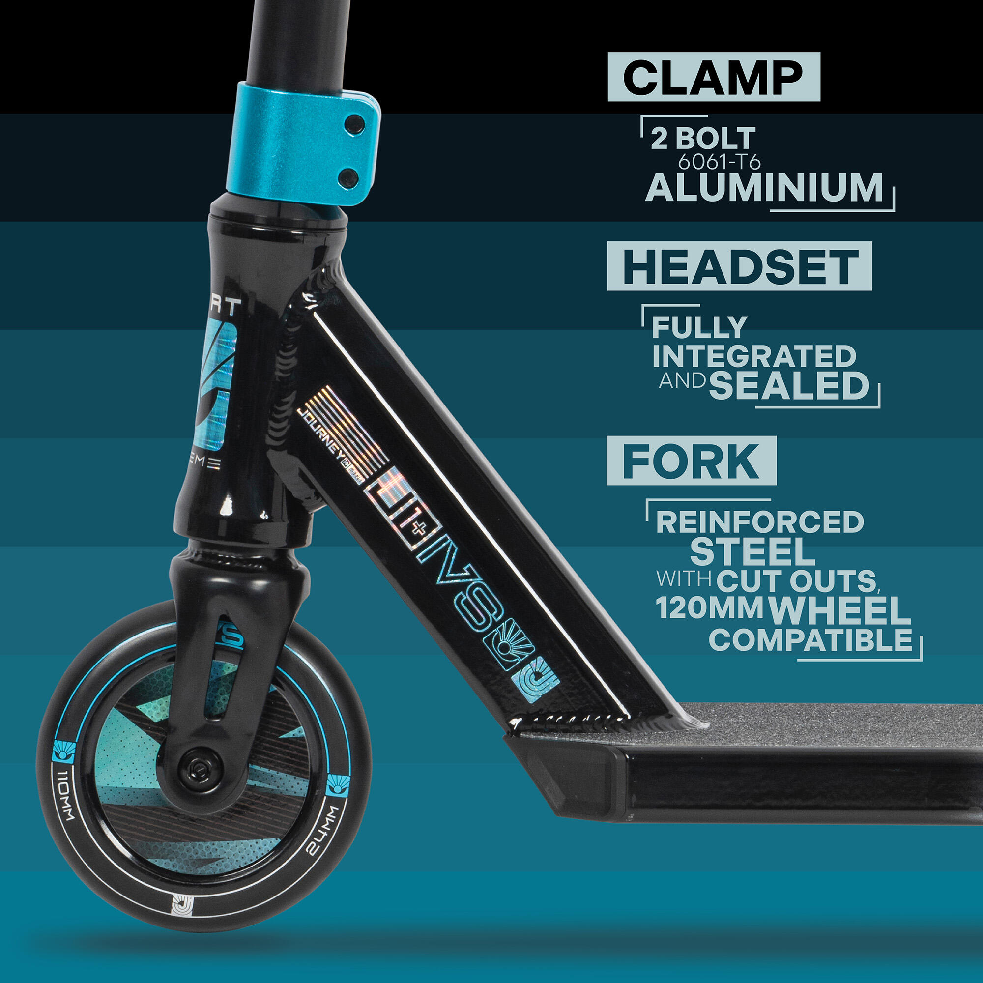 Invert Supreme  Scooter Journey 1 Trottinette Mini Tri Electro Teal/Silver/Black 5/7