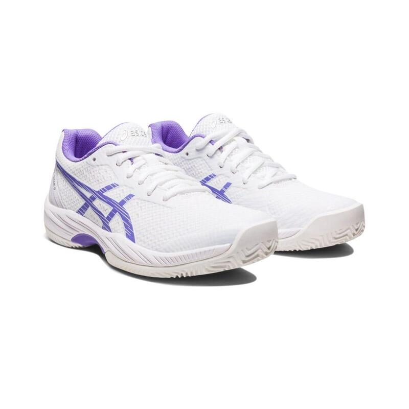 Chaussures Femme Asics Gel-game 9 Clay/oc 1042a217-101 Blanc Et Violet