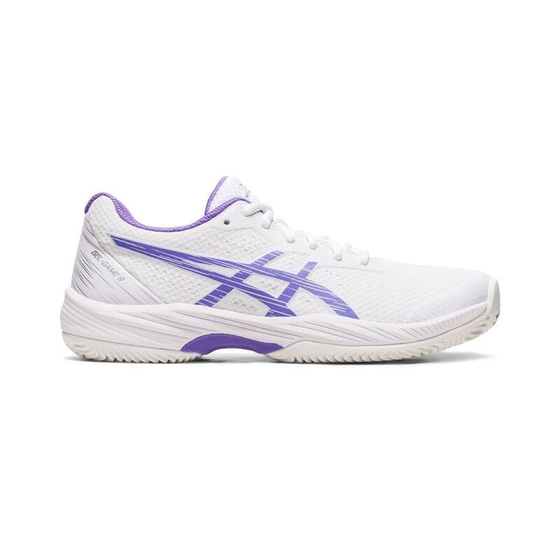 Chaussures Femme Asics Gel-game 9 Clay/oc 1042a217-101 Blanc Et Violet