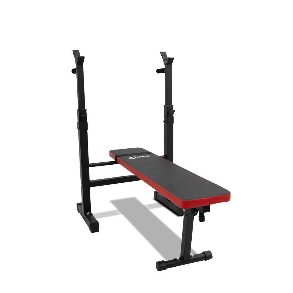 FFITNESS Panca Piana Pieghevole con Supporto Bilanciere Regolabile FF