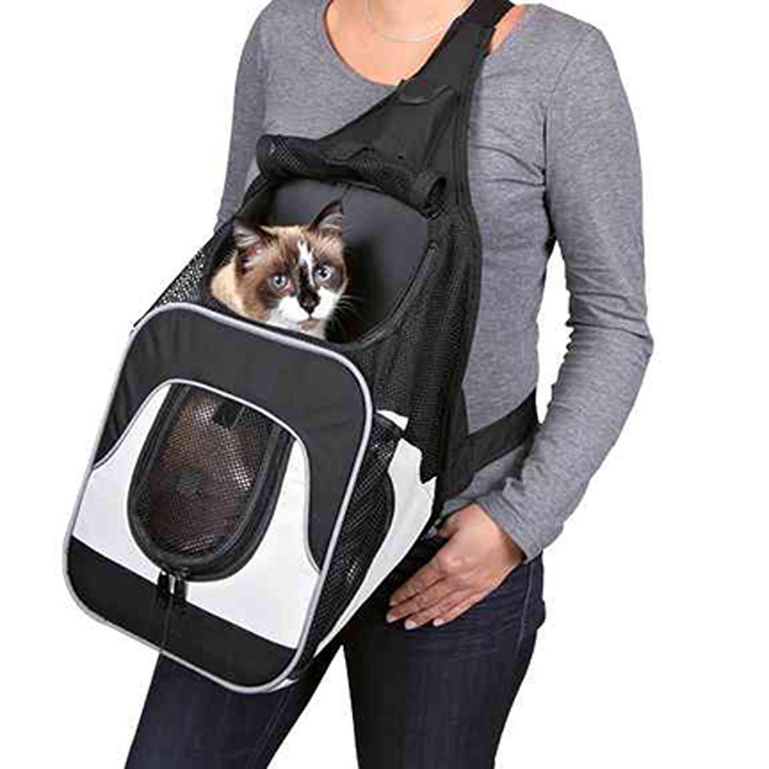 TRIXIE Mochila Frontal Savina TRIXIE Viaje Perros negro/gris