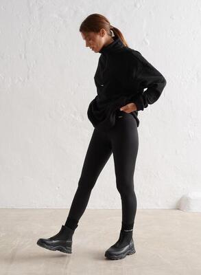 Dames sportlegging hoge taille geborsteld binnenin second skin warm zwart