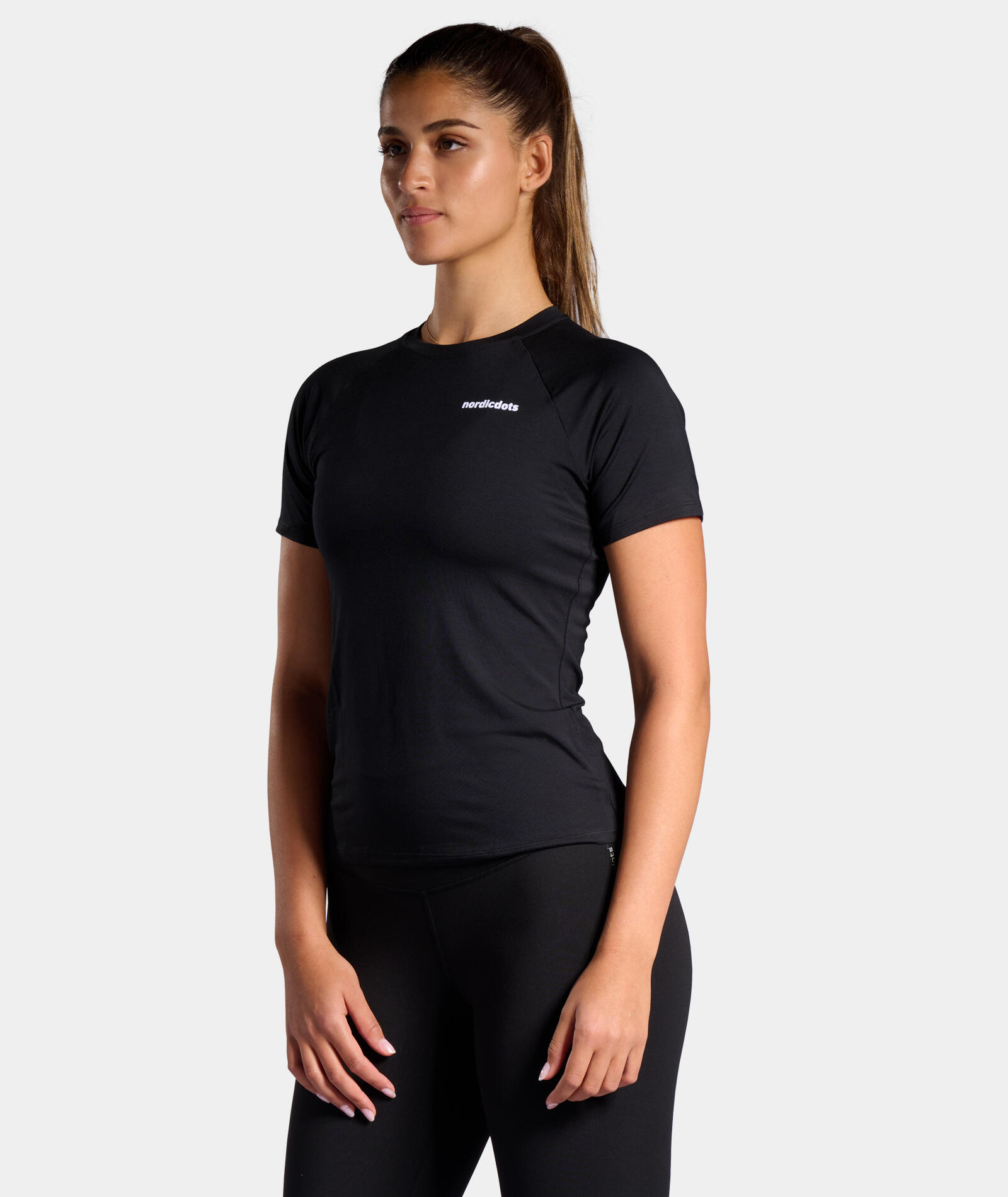 NORDICDOTS T-shirt Tennis/Padel Organica Donna Nera