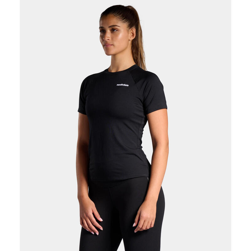 T-shirt de Tennis/Padel Organique Femme Noir