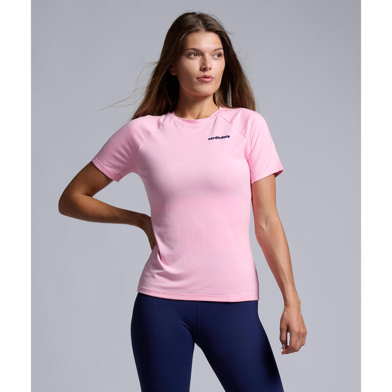 T-shirt de Tennis/Padel Organique Femme Rose de mer