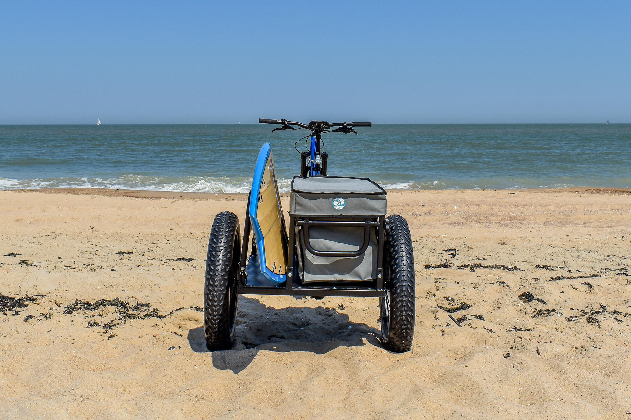 Rimorchio per bici, surf, paddle con ruote per fat bike 3/7