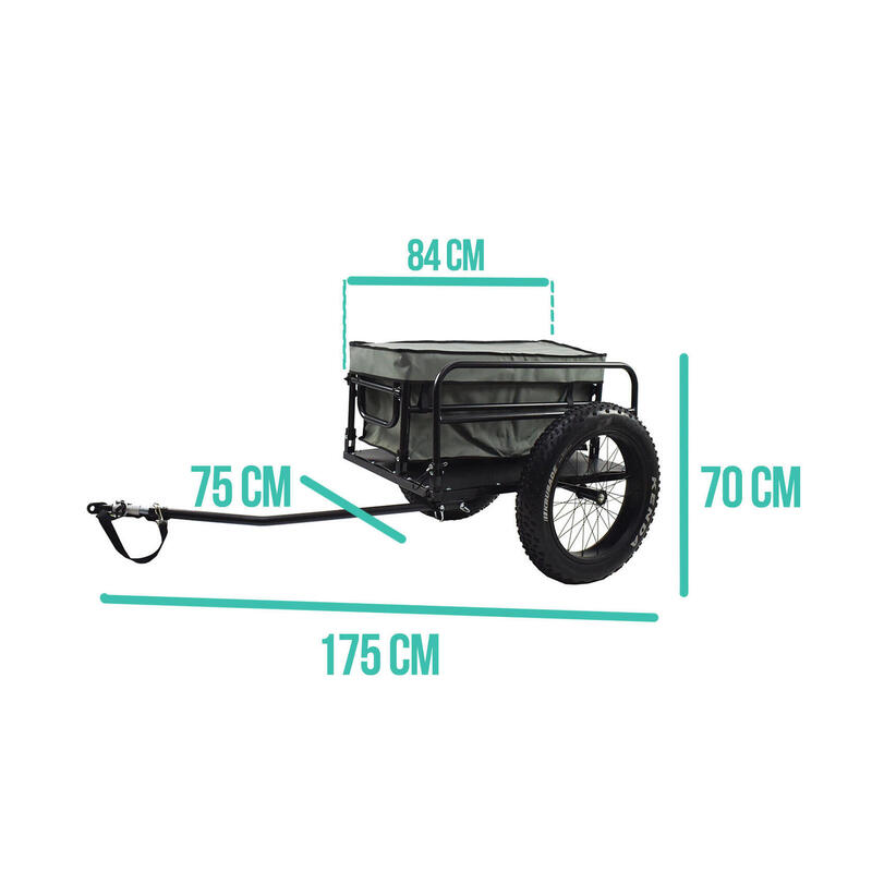 Remorque vélo, surf, paddle spécial plage - roues fat bike