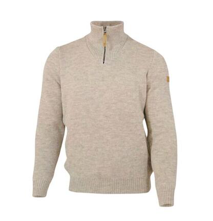 Pull NLS Elm Birch demi-zip - 100% pure laine non teinte