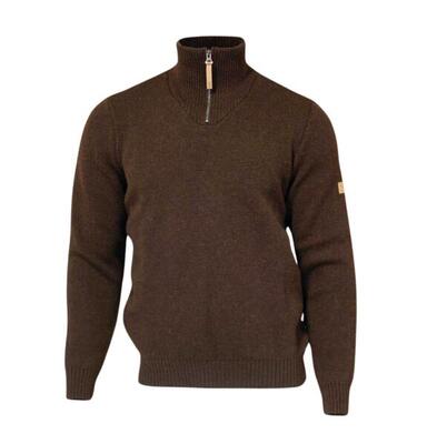 Trui nls elm coffee bean half zip - 100% zuivere ongeverfde wol