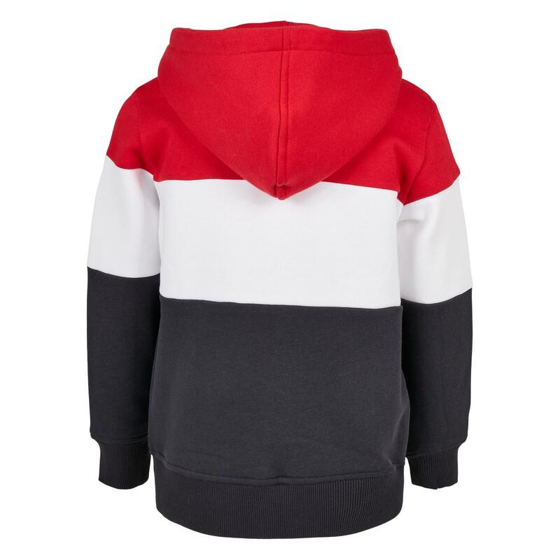 Jongens 3 Tone Hoodie (Vuurrood/Wit/Navy)