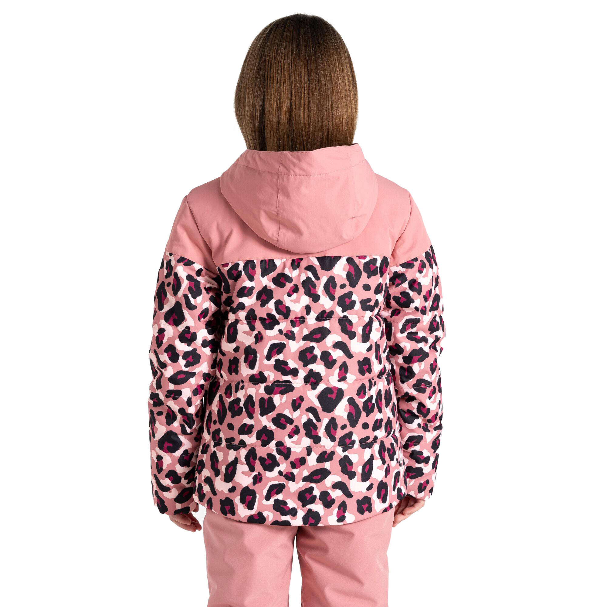 Childrens/Kids Liftie Cheetah Print Ski Jacket (Dusty Rose) 4/5