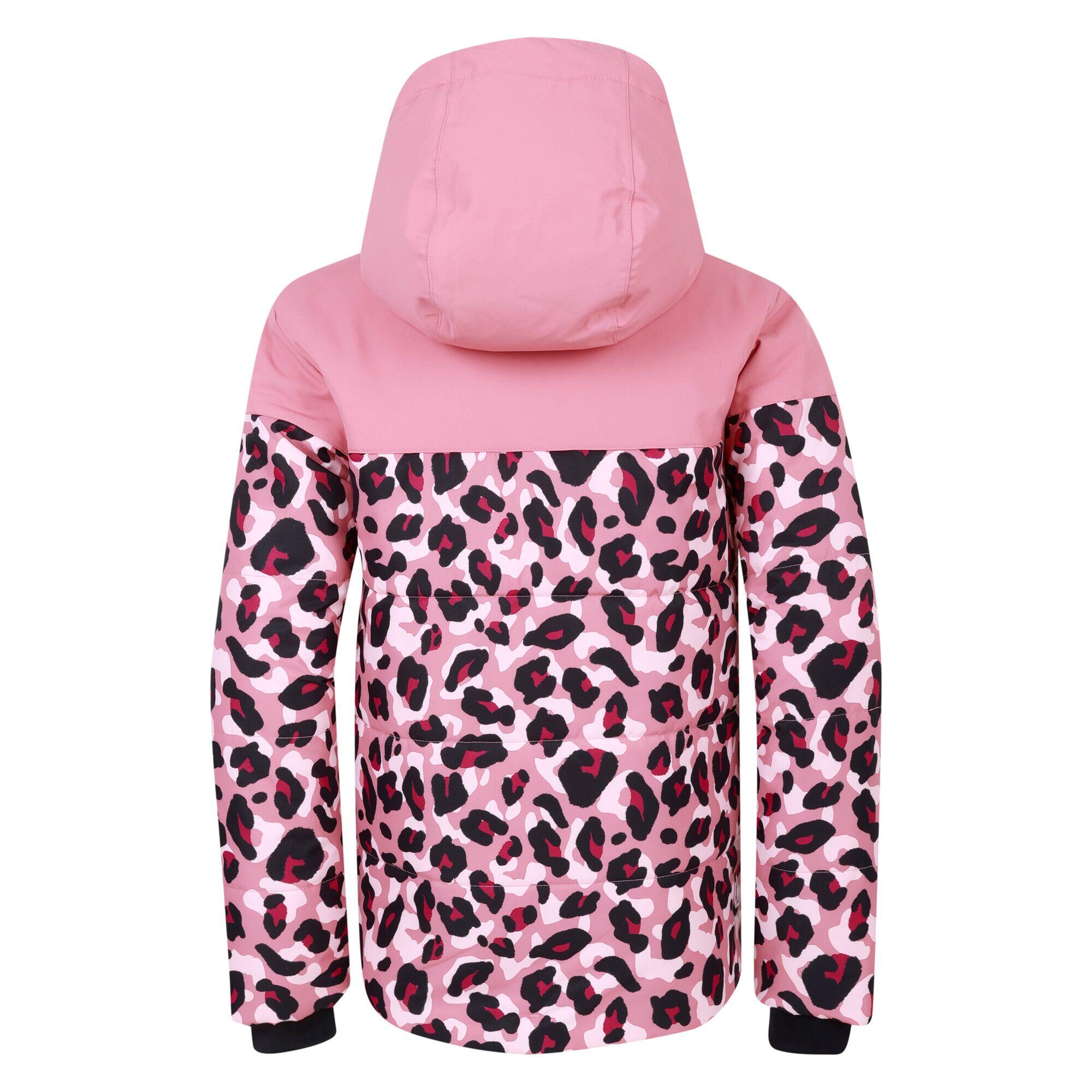 Childrens/Kids Liftie Cheetah Print Ski Jacket (Dusty Rose) 2/5