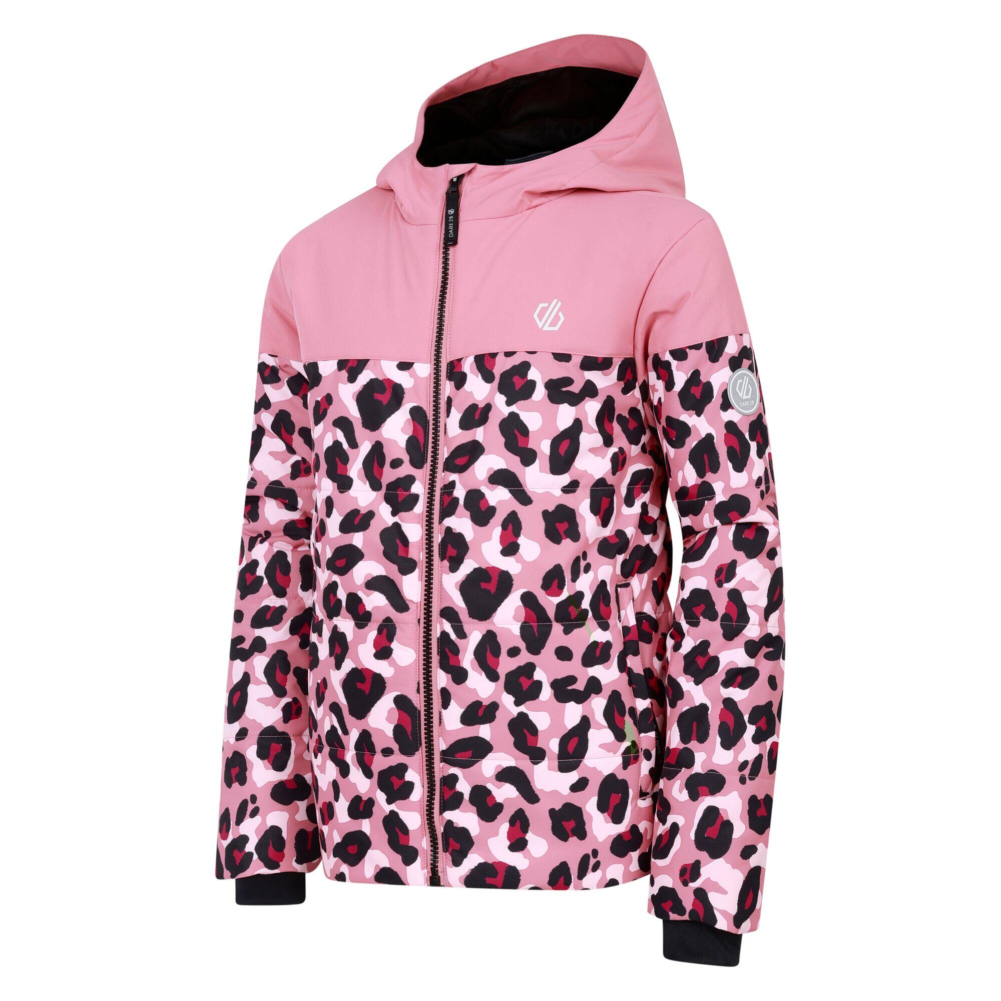 Childrens/Kids Liftie Cheetah Print Ski Jacket (Dusty Rose) 3/5