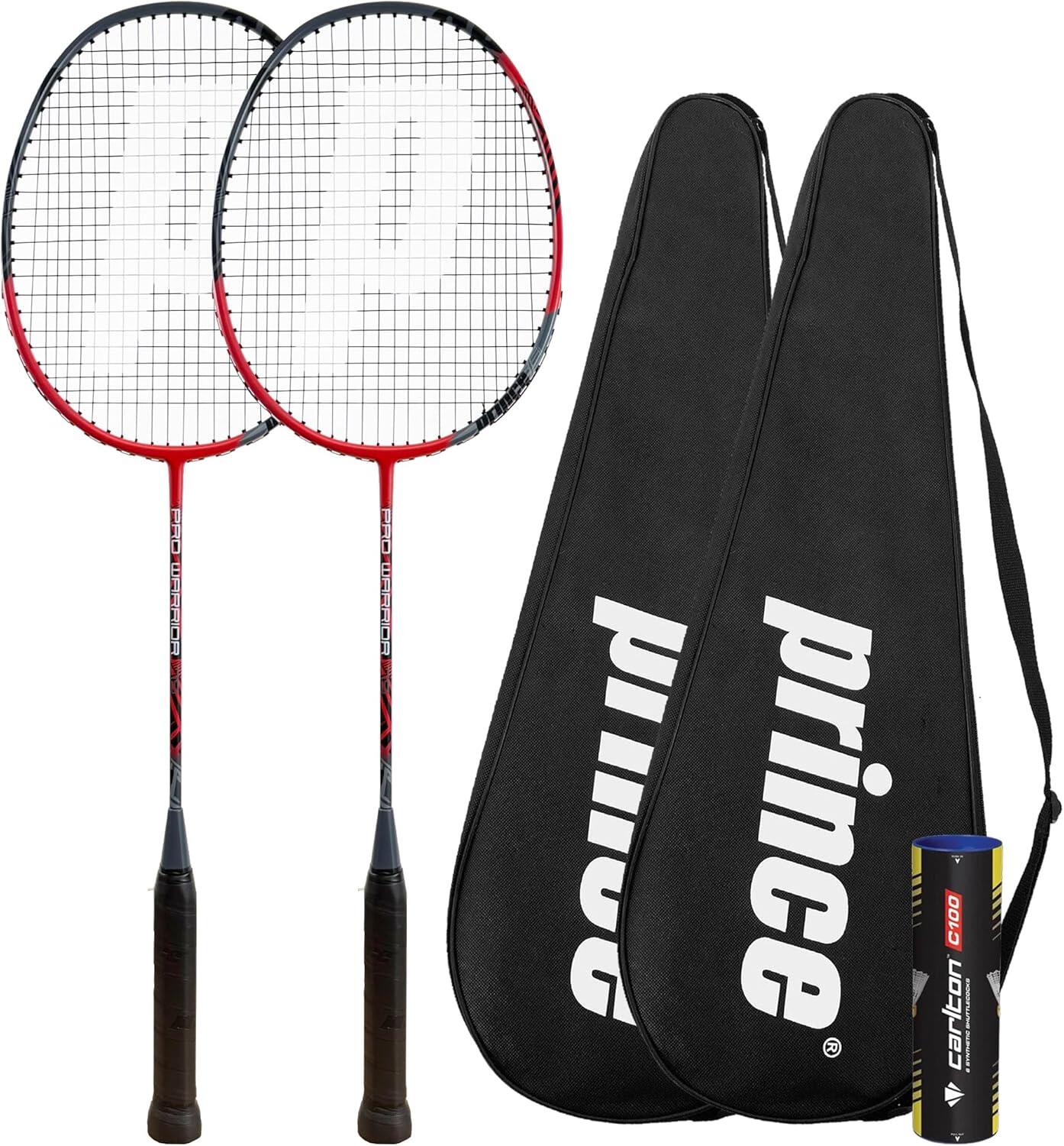 PRINCE Prince Pro Warrior Graphite Badminton Racket Twin Set, Cover & Shuttles