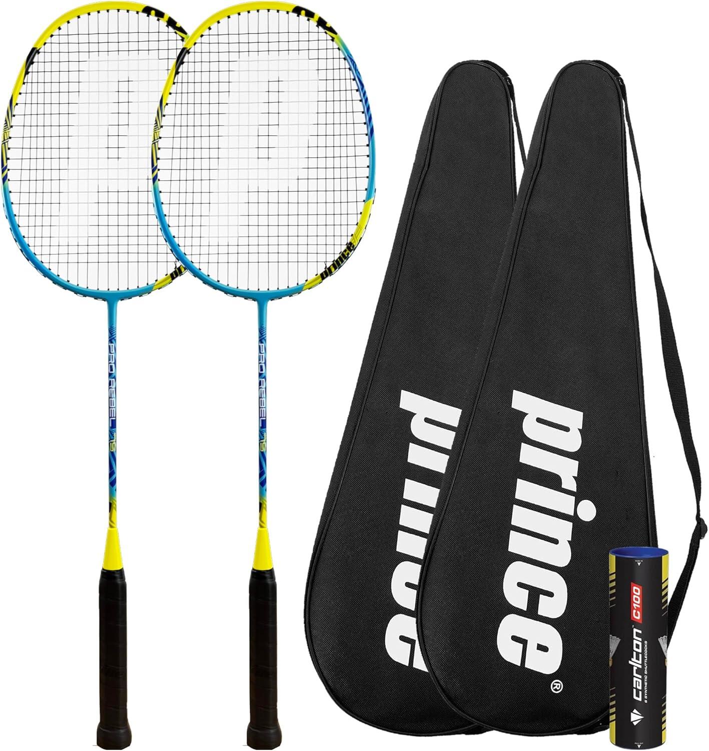 PRINCE Prince Pro Rebel Graphite Badminton Racket Twin Set, Cover & Shuttles