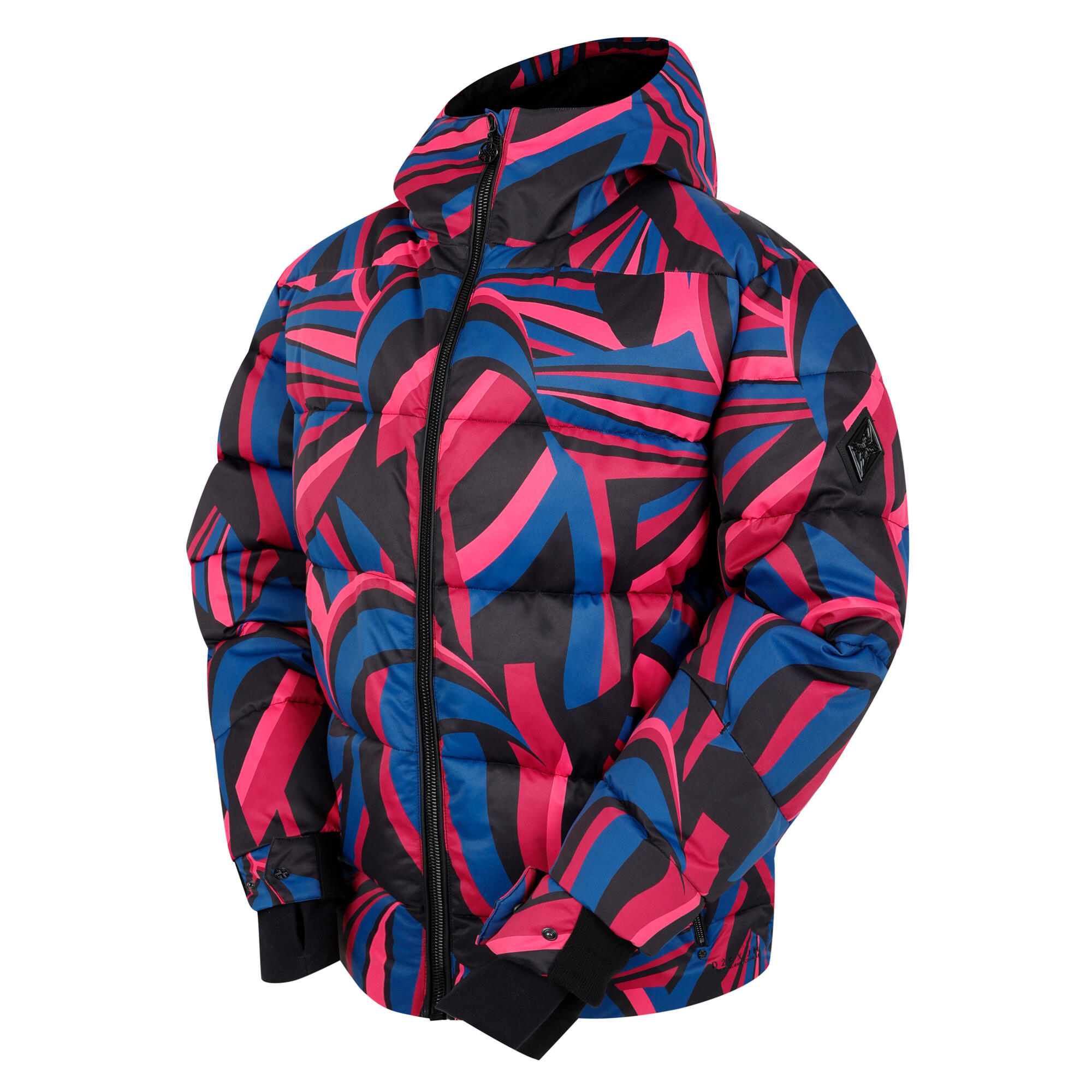 Womens/Ladies Showcase Patterned Baffled Ski Jacket (Hot Pink) 3/5