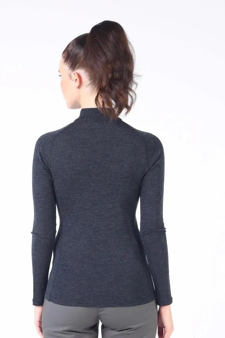 Vega - damska koszulka 100%  wełna merino z zamkiem YKK  (195 g/m²) XL, Antrasit 4/4
